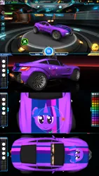 Size: 1080x1920 | Tagged: safe, artist:wvdr220dr, derpibooru import, twilight sparkle, pony, unicorn, car, custom, games, irl, itasha, photo, screenshots, toy, turbo league, video game