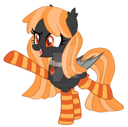 Size: 1280x1273 | Tagged: safe, artist:magicdarkart, derpibooru import, oc, bat pony, clothes, deviantart watermark, female, mare, obtrusive watermark, simple background, socks, solo, striped socks, transparent background, watermark