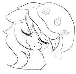 Size: 924x902 | Tagged: artist:buttercupsaiyan, cute, derpibooru import, derpy hooves, doodle, eyes closed, female, mare, /mlp/, mlpg, monochrome, nestling, safe, simple background, sleeping, sleeping cap, solo, white background
