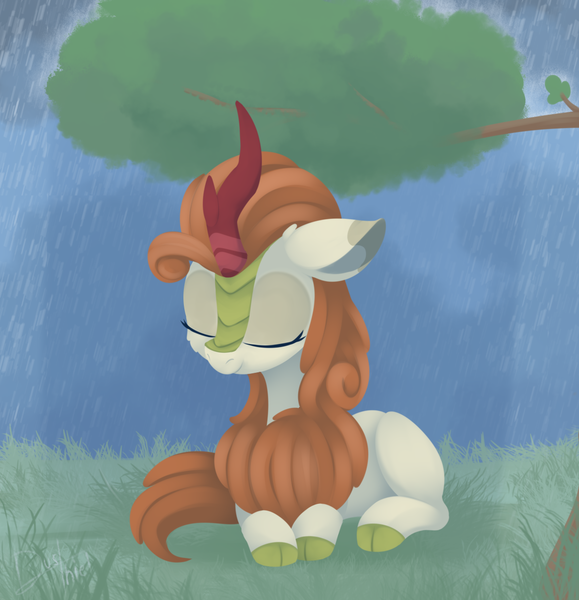 Size: 1184x1228 | Tagged: artist:dusthiel, atg 2020, autumn blaze, awwtumn blaze, cute, derpibooru import, eyes closed, kirin, newbie artist training grounds, prone, safe, solo