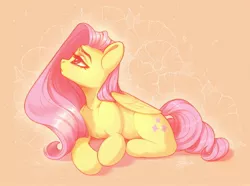 Size: 2048x1522 | Tagged: safe, artist:amishy, derpibooru import, fluttershy, pegasus, pony, cute, dock, female, flower, folded wings, looking away, looking up, mare, profile, prone, shyabetes, solo, wings