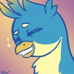 Size: 1024x1024 | Tagged: safe, artist:koa, artist:yourkoa, deleted from derpibooru, derpibooru import, gallus, gryphon, bust, cute, eyes closed, gallabetes, male, portrait, smiling, solo