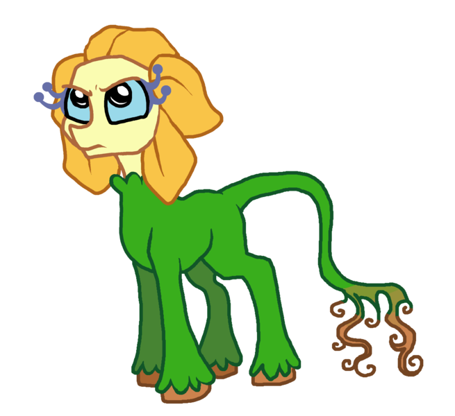 Size: 2268x2076 | Tagged: artist:smirk, derpibooru import, grumpy, ms paint, oc, oc:goldie, original species, plant, plant pony, safe, simple background, solo, transparent background, unofficial characters only