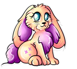 Size: 2737x2426 | Tagged: animal, artist:coco-drillo, bunnified, bunnyshy, chest fluff, cute, derpibooru import, ear fluff, fluttershy, hare, natg2020, newbie artist training grounds, outline, rabbit, safe, shyabetes, simple background, sitting, solo, species swap, transparent background, whiskers