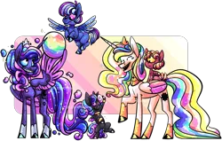 Size: 2359x1504 | Tagged: safe, artist:spuds-mcfrenzy, derpibooru import, princess celestia, princess luna, oc, alicorn, cyclops, pony, alternate design, colt, female, filly, male, simple background, transparent background