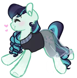 Size: 640x647 | Tagged: safe, artist:bubaiuv, deleted from derpibooru, derpibooru import, coloratura, earth pony, pony, blushing, clothes, cute, dress, eyes closed, female, heart, mare, rarabetes, simple background, smiling, solo, transparent background