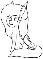 Size: 832x1134 | Tagged: safe, artist:skylarpalette, derpibooru import, oc, oc:skylar night, unofficial characters only, bat pony, bat pony oc, bat wings, big ears, black and white, fluffy, full body, grayscale, monochrome, simple background, sketch, stare, transparent background, wings