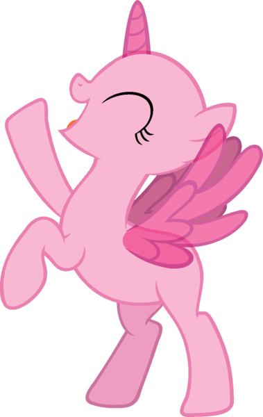 Size: 1057x1675 | Tagged: safe, artist:pegasski, derpibooru import, oc, unofficial characters only, alicorn, pony, the gift of the maud pie, alicorn oc, bald, base, eyelashes, horn, open mouth, rearing, simple background, smiling, solo, transparent background, wings