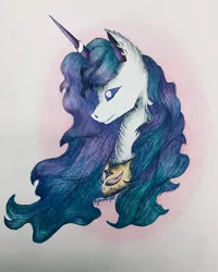 Size: 1080x1350 | Tagged: safe, artist:yoshisrgr8, derpibooru import, princess celestia, alicorn, galarian ponyta, pony, ponyta, bust, female, mare, peytral, pokémon, solo, traditional art