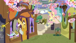 Size: 1920x1080 | Tagged: safe, derpibooru import, screencap, discord, fluttershy, draconequus, pegasus, pony, discordant harmony, candy, discord's house, duo, female, food, male, mare, tentacle plant, upside down