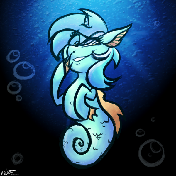 Size: 2000x2000 | Tagged: artist:binkyt11, atg 2020, bubble, derpibooru import, faic, female, lyra heartstrings, mare, newbie artist training grounds, safe, seaponified, sea pony, seapony lyra, smiling, smirk, solo, species swap, underwater