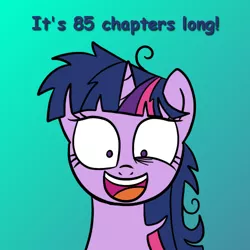 Size: 500x500 | Tagged: artist needed, source needed, useless source url, safe, derpibooru import, twilight sparkle, pony, dialogue, eye twitch, faic, female, gradient background, mare, messy mane, solo, tl;dr, twilight loves fanfiction, twilight snapple