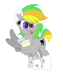 Size: 1500x1800 | Tagged: safe, artist:ponkus, derpibooru import, oc, oc:odd inks, unofficial characters only, pegasus, pony, blue tongue, cup, cute, drink, female, mare, simple background, solo, straw, tongue out, transparent background, wing hands, wings