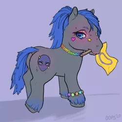 Size: 1240x1240 | Tagged: safe, artist:oops, derpibooru import, oc, oc:rhealien, pony, accessories, blushing, digital art, g3, intersex pride flag, ponytail, pride, pride flag