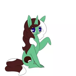 Size: 1000x1000 | Tagged: safe, artist:kaggy009, derpibooru import, oc, oc:peppermint pattie (unicorn), pony, unicorn, ask peppermint pattie, blushing, female, mare, simple background, solo, white background