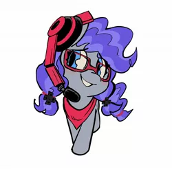 Size: 2048x2015 | Tagged: adorkable, artist:imkrisyim, bandana, commission, cute, derpibooru import, dork, gaming headset, glasses, headphones, headset, oc, oc:cinnabyte, safe, smiling, unofficial characters only