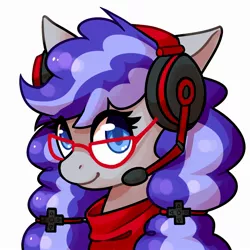 Size: 2000x2000 | Tagged: adorkable, artist:hiyukee, bandana, commission, cute, derpibooru import, dork, gaming headset, glasses, headphones, headset, icon, oc, oc:cinnabyte, safe, smiling, unofficial characters only