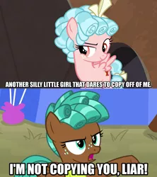 Size: 1280x1440 | Tagged: safe, derpibooru import, edit, edited screencap, editor:jaredking203, screencap, cozy glow, spur, pegasus, pony, frenemies (episode), growing up is hard to do, bow, caption, female, filly, freckles, image macro, meme, text