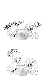 Size: 1160x1918 | Tagged: safe, artist:alazak, derpibooru import, cheerilee, oc, oc:autumn breeze, oc:pearl, oc:the fish, unofficial characters only, earth pony, pegasus, sea pony, comic, comic strip, monochrome