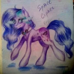 Size: 582x582 | Tagged: safe, artist:enjal, derpibooru import, oc, oc:space, earth pony, bow ties, earth pony oc, solo, traditional art