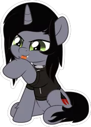 Size: 5000x6997 | Tagged: safe, artist:jhayarr23, derpibooru import, part of a set, ponified, ponified:kellin quinn, pony, unicorn, behaving like a cat, clothes, commission, disguise, disguised siren, fangs, fluffy, grooming, happy, hoof licking, horn, jewelry, licking, male, necklace, shirt, simple background, sitting, sleeping with sirens, slit eyes, solo, stallion, t-shirt, tongue out, transparent background, vector, ych result