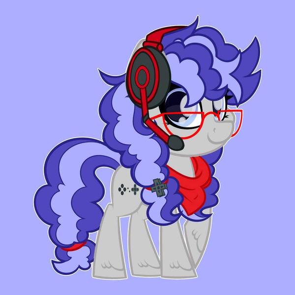 Size: 894x894 | Tagged: safe, artist:missbramblemele, derpibooru import, oc, oc:cinnabyte, unofficial characters only, adorkable, bandana, cinnabetes, commission, cute, dork, gaming headset, glasses, headphones, headset, smiling, your character here