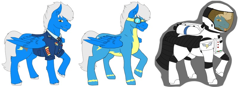 Size: 5727x2103 | Tagged: safe, artist:solex, derpibooru import, oc, oc:jetstream, oc:solex, unofficial characters only, pegasus, pony, astronaut, clothes, dress uniform, flight suit, male, solo, spacesuit, stallion, uniform, wings, wonderbolts