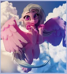 Size: 1920x2129 | Tagged: 3d, artist:sceathlet, cloud, cute, derpibooru import, diastreamies, female, flying, hippogriff, safe, silverstream, sky, smiling, solo, zbrush