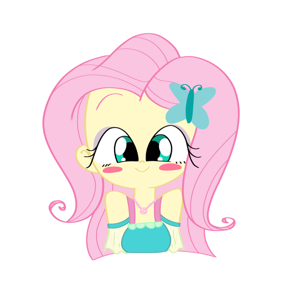 Size: 3024x3024 | Tagged: safe, artist:nene, derpibooru import, fluttershy, equestria girls, equestria girls series, blush sticker, blushing, bust, cute, female, geode of fauna, high res, looking at you, magical geodes, pixiv, shyabetes, simple background, solo, white background