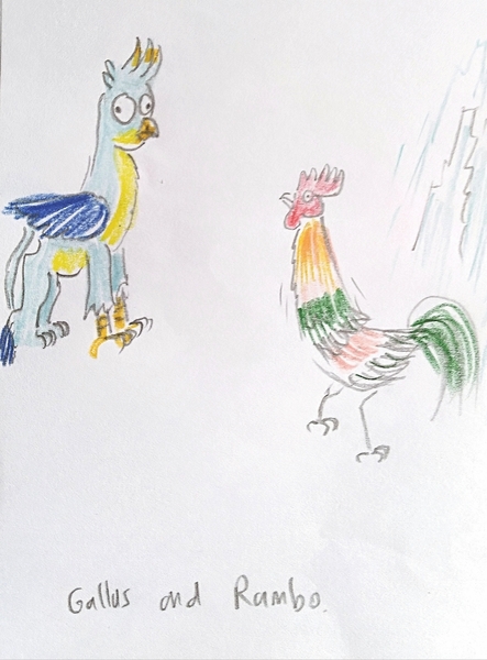 Size: 1280x1735 | Tagged: artist:horsesplease, bird, derp, derpibooru import, doodle, gallus, gallus the rooster, jungle fowl, rooster, safe, traditional art