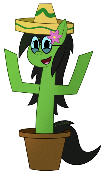 Size: 1300x2200 | Tagged: artist:b-cacto, cactus, derpibooru import, flower, flower in hair, glasses, mole, oc, oc:prickly pears, safe, simple background, solo, sombrero, transparent background, unofficial characters only, vase