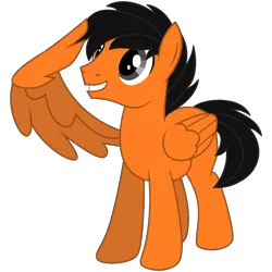 Size: 2160x2160 | Tagged: artist:brightheartmlp, base used, derpibooru import, looking up, male, oc, oc:power drift, pegasus, safe, simple background, smiling, solo, stallion, transparent background, unofficial characters only, wing salute