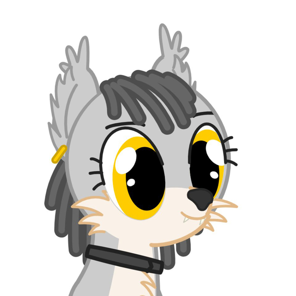 Size: 960x960 | Tagged: safe, artist:electedpony, artist:electrum18, derpibooru import, hybrid, pony, collar, dreadlocks, eyelashes, looking at something, piercing, solo, the fluffies, vector, website, yellow eyes