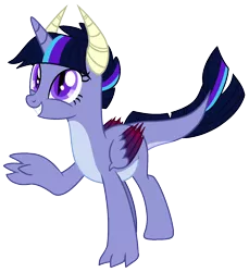 Size: 1373x1498 | Tagged: safe, artist:eonionic, derpibooru import, oc, oc:kyanight lite, unofficial characters only, dracony, dragon, hybrid, pony, female, interspecies offspring, magical lesbian spawn, offspring, parent:princess ember, parent:twilight sparkle, parents:emberlight, simple background, solo, transparent background