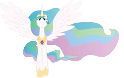 Size: 8020x5021 | Tagged: absurd resolution, artist:wissle, crown, derpibooru import, female, friendship is magic, grin, hoof shoes, jewelry, looking at you, mare, princess celestia, regal, regalia, safe, simple background, smiling, solo, spread wings, transparent background, vector, wings