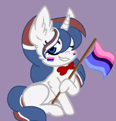 Size: 547x573 | Tagged: safe, artist:circuspaparazzi5678, derpibooru import, oc, oc:lady victoria, pony, unicorn, base used, bowtie, british, british themed, omnisexual, omnisexual pride flag, pride, solo