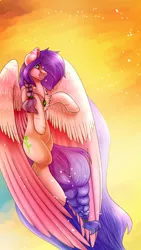 Size: 1080x1920 | Tagged: safe, artist:dinkydoolove, derpibooru import, oc, oc:daisy emerald, unofficial characters only, pegasus, pony, braid, female, large mane, large wings, mare, pegasus oc, solo, wings