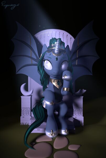 Size: 1600x2375 | Tagged: safe, artist:regendary, derpibooru import, oc, oc:empress, unofficial characters only, alicorn, bat pony, bat pony alicorn, pony, 3d, bat wings, female, horn, mare, solo, wings