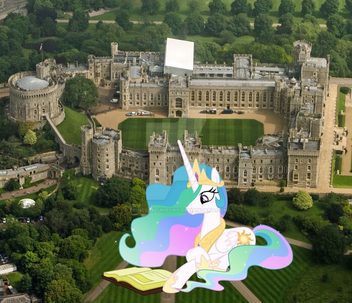 Size: 1920x1653 | Tagged: safe, artist:princesslunayay, artist:takua770, derpibooru import, princess celestia, alicorn, human, pony, book, britain, car, deviantart, deviantart watermark, england, female, giant ponies in real life, giant pony, giantess, giantlestia, grass, highrise ponies, irl, irl human, lying down, macro, mega celestia, obtrusive watermark, photo, ponies in real life, tree, truck, united kingdom, van, watermark, windsor, windsor castle