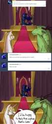 Size: 1280x3014 | Tagged: safe, artist:professor-ponyarity, derpibooru import, prince blueblood, princess luna, oc, oc:rye, dragon, pony, tumblr:ask rye dimar dragon, bandaid, princess bluebelle, rule 63