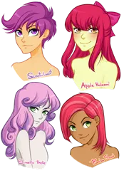 Size: 600x860 | Tagged: safe, artist:legionattack, derpibooru import, apple bloom, babs seed, scootaloo, sweetie belle, equestria girls, apple bloom's bow, bow, cutie mark crusaders, female, hair bow, older, older apple bloom, older babs seed, older cmc, older scootaloo, older sweetie belle, simple background, transparent background