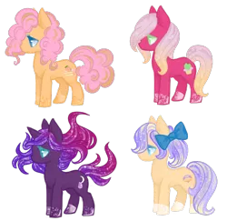 Size: 862x838 | Tagged: safe, artist:baseadopts, artist:kangarooirwin, artist:selenaede, derpibooru import, oc, unofficial characters only, earth pony, unicorn, base used, bow, colored pupils, ethereal mane, female, hair bow, hoof polish, magical lesbian spawn, mare, offspring, parent:applejack, parent:big macintosh, parent:cheese sandwich, parent:fluttershy, parent:pinkie pie, parent:princess luna, parent:rarity, parent:tempest shadow, parents:cheesepie, parents:fluttermac, parents:rarijack, parents:tempestluna, simple background, transparent background