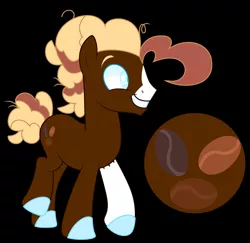 Size: 3912x3800 | Tagged: safe, artist:jackie-sheepwitch, derpibooru import, oc, oc:coffee bean, unofficial characters only, earth pony, pony, base used, black background, earth pony oc, hoof polish, male, messy mane, next generation, offspring, parent:cheese sandwich, parent:pinkie pie, parents:cheesepie, reference sheet, simple background, smiling, solo, stallion