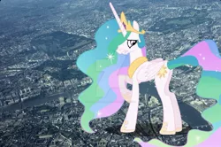 Size: 900x599 | Tagged: safe, artist:byteslice, artist:princesslunayay, derpibooru import, princess celestia, alicorn, pony, britain, buckingham palace, city, deviantart, deviantart watermark, england, female, giant ponies in real life, giant pony, giantess, giantlestia, highrise ponies, hyde park, irl, london, macro, mega celestia, mega giant, obtrusive watermark, photo, ponies in real life, scared, solo, tiny city, united kingdom, watermark