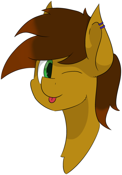 Size: 1845x2639 | Tagged: safe, artist:skylarpalette, derpibooru import, oc, oc:twitchyylive, unofficial characters only, earth pony, :p, big ears, ear piercing, earring, earth pony oc, fluffy, jewelry, male, one eye closed, piercing, simple background, simple shading, stallion, tilt of the head, tongue out, transparent background, wink