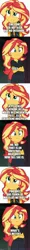 Size: 500x4138 | Tagged: safe, artist:cloudyglow, derpibooru import, edit, edited screencap, screencap, sunset shimmer, equestria girls, argentina, attack of the 50 ft. woman, comic, human sunset, metric system, screencap comic, self ponidox, spanish, translated in the description