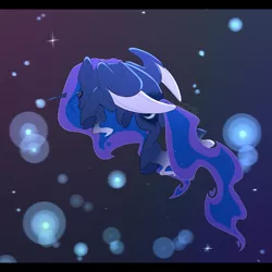 Size: 2049x2049 | Tagged: safe, artist:wolfythewolf555, derpibooru import, princess luna, alicorn, pony, digital art, ethereal fetlocks, eyes closed, female, high res, leg fluff, mare, solo, two toned wings, wings