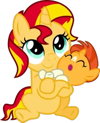 Size: 4000x4934 | Tagged: safe, alternate version, artist:melisareb, derpibooru import, sunburst, sunset shimmer, pony, unicorn, .svg available, absurd resolution, baby, baby pony, base used, brother and sister, carrying, colt, cute, duo, female, filly, headcanon, hnnng, inkscape, male, shimmerbetes, siblings, simple background, sunbetes, sunny siblings, transparent background, vector, weapons-grade cute, younger
