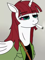 Size: 1128x1500 | Tagged: alicorn, artist:pony quarantine, derpibooru import, drugs, edit, high, joint, lauren faust, marijuana, oc, oc:fausticorn, safe, smoke, smoke weed erryday, smoking, stoned