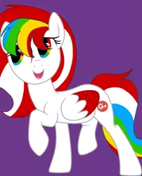 Size: 2289x2826 | Tagged: safe, artist:circuspaparazzi5678, derpibooru import, oc, oc:google plus, pegasus, pony, base used, google plus logo, multicolored hair, rainbow eyes, rainbow hair, repost, solo, without pride flag